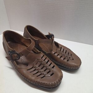 Dexter Fisherman Sandal Brown Leather USA‎ Huarache T Strap Shoes Womens 8